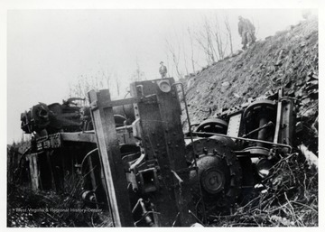 Near Tioga, WV; Killed:  George Harrison (last living owner of old Tioga Lumber Co.) Omar Fitzwater, engineer, Vaon (?) Cox, fireman, Moody McCoy, brakeman; Injured:  Floyd Hinkle; Cass No. 4 Shay.