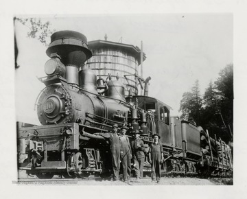 Front left side 3/4.  On back of original photo it says, "I was the first engineer, got her new from Lima, Ohio.  Robert Dean? or A.E. Perkins?"  