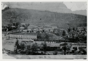 View Looking West Showing Company Store, Ice House, Lumber Yard, and Houses.  