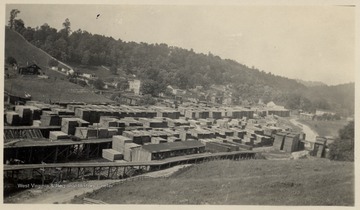 Part of the Ranwood Lumber Company yard in Tioga; Mrs. Duke Burger.