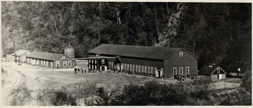 Hastings Station with men standing outside the building.