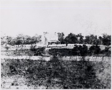 Distant view of the Leonard Morris Stockade House-Now located in Marmet, W.VA. Built 1774?