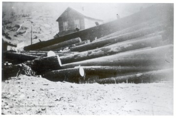 Logs spilled from rail car.