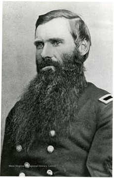 Portrait of Maj. Gen. Thomas Maley Harris, commander of the 10th West Virginia Regiment and subsequently a brigade and a division under Sheridan. At Appomattox- his troops silenced the last battery put in position by the Army of Northern Virginia.  See West Virginia Collection Pamphlet 6610 and Boyd Stutler's 'WV in the Civil War.'