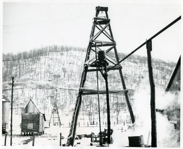 Salt well and salt dryer (in background) in the wintertime.