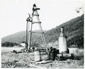 Steam engine that was used for working on the salt wells.