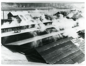 Salt works evaporating sheds.