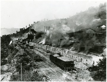 Bank of Bee Hive ovens in operation at Mine No. 63, Monongah, W. Va.