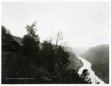 Scenic view of river and mountains from the head house at Fire Creek.