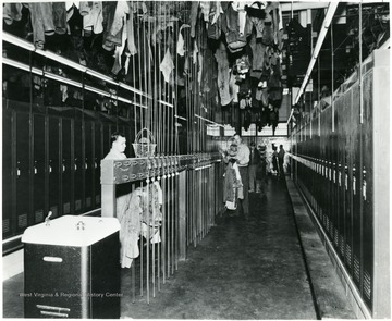 Miners locker room during a Consolidation Coal Co. Inspection trip.