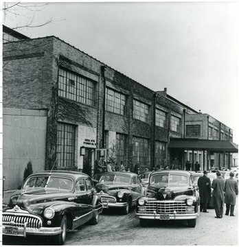 Group of coal officials outside of the General Office of the Pittsburgh Coal Co. during a Consolidation Coal Co. Inspection trip.