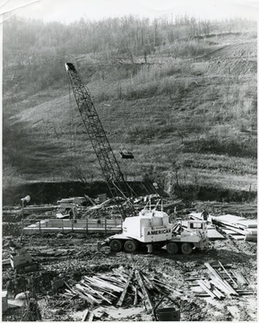 Construction of a building at Miracle Run Mine.