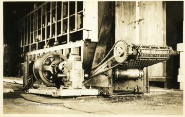 Close view of a conveyor and engine at a coal mine operation in Thomas, W. Va.