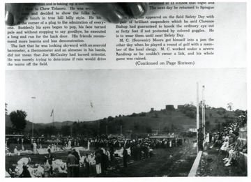 Crowds gather to watch miners participate in Safety Day exercises.