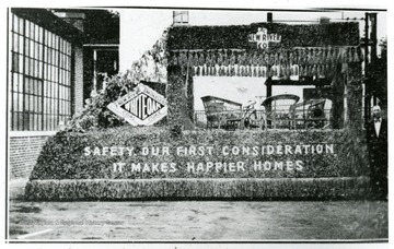 Safety float of the New River Coal and Coke Co. on the Fourth of July. Floats with safety themes highlighted many parades in Fayette and Raleigh Counties. 