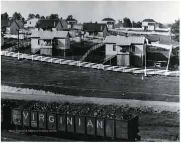 Houses behind railroad at Cranberry mine.