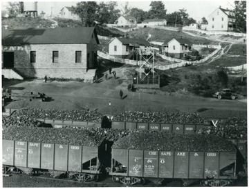 Railroad and houses at the Summerlee Mine.