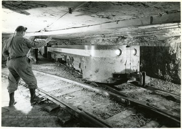 Electric mine locomotive at Mathies Coal mine, Finleyville, PA.