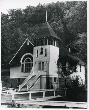 Church at edge of forest.