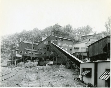 Mine cars and buildings around the preparation plant.