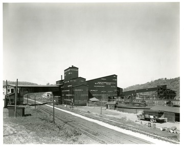 Exterior buildings and railroad tracks at the Mathies Mine Pittsburgh Consolidation Coal Co., Preparation Plant.