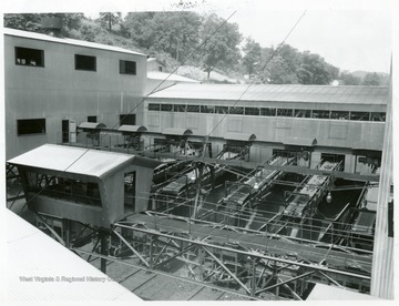 Coal coming out on conveyors.