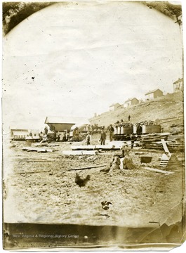 'Located one half mile south of the Hunsaker Bridge on the West Fork River, which joins the Tygarts Valley River and forms the Monongahela River two miles north of this mining plant. James Otis Watson was the president of this company. This little engine hauled the mine output to Gaston Junction, two miles north, to the main line of the Baltimore and Ohio Railroad and at the point where the Jones Raid attacked that bridge during the Civil War. Gaston Mine opened at Watson in 1874. This is the fourth rail shipping mine west of the Allegheny Mountains. All of them located in the present city of Fairmont Boundary Lines. James Otis Watson was a Superintendent. Picture taken in 1991. James O. Watson II went to work at this mine in 1885 during school vacation. Mine closed in 1924. (My earliest recollection of this mine was in 1887 when I rode this engine with Wash Wilt the engineer.  In 1894 I began working at this plant during school vacations. James O. Watson, II) 