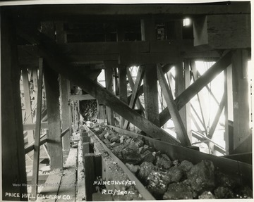 Coal on a conveyor belt.