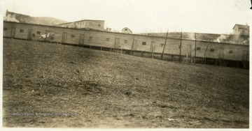 Wooden barracks for miners on strike.