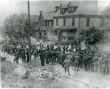 Miners hit the streets protesting for eight hour day's and fair pay.