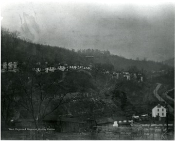 View of miners homes along a hillside at Scott's Run.