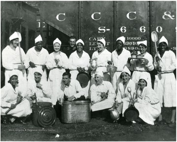 Group portrait of kitchen staff at Scott's Run in the winter of 1932-1933.