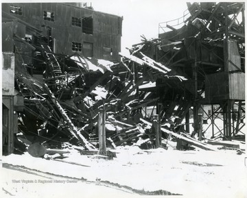 Collapsed in Burcher Consolidated building after abandonment.  Route 7 near Cassville.