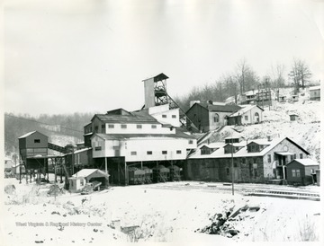 Snow covered coal tipple station. Possibly at Summerlee?