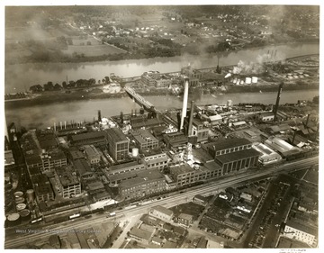 Aerial view of the factories in South Charleston, West Virginia.