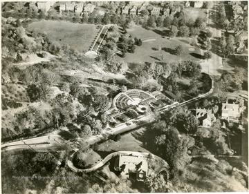 Buildings and grounds including a rose garden at Ritter Park.