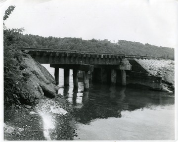 A view of the Railroad Bridge over Backwater of Cheat River in Morgantown, West Virginia. 