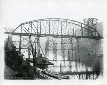 A view of the Monongahela River flowing underneath the River Bridge in Morgantown, West Virginia.