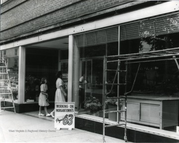 Shoppers entering Montgomery Ward in Morgantown, W. Va. During Project 63 maintenance.