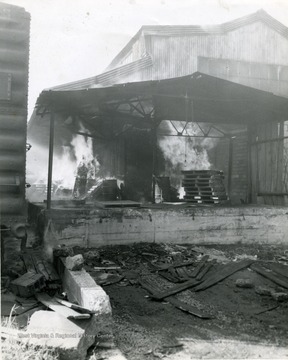 Flames seen during the Glass Plant fire in Star City, near Morgantown, W. Va. 