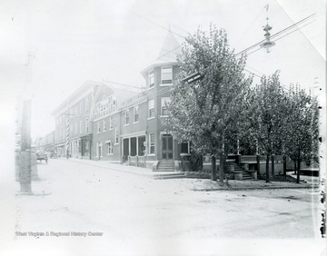 Maderia Hotel, ca. 1870, was located at the corner of Chestnut and Walnut Streets, in Morgantown, West Virginia.