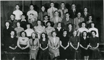 Group portrait of homeroom 104 from the 1950 Morgantown High School yearbook.