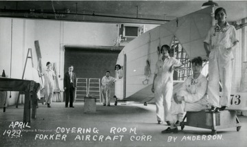 Interior view of the covering room at Fokker Plant.