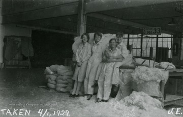 A group of four women workers at the Fokker Plant.