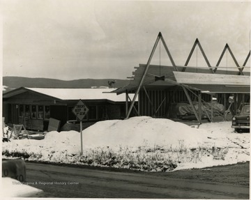 Early stages of construction of the Hillsview Florist Shop owned by Mrs. Hardesty.