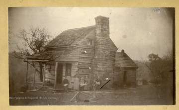 'The old Summers Home at Marquess, Preston County, West Virginia. 'Brother and sister, William Caleb Summers, back, Sarah E. Summers, Bower Fannie Summers, Maud Bower, Ira Summers, and William Bower.'