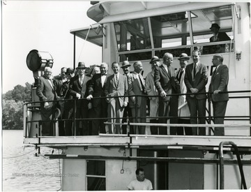 Pictured on the far left; Lee J. Rice Jr.  Pictured sixth from the right is W. Truslow Hyde Jr.  Pictured fifth from the right is C. R. Nailer.  Pictured third from the right is Don Potter.