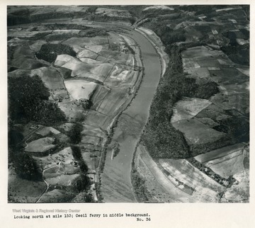 'Looking north at mile 153; Cecil ferry in middle background.'