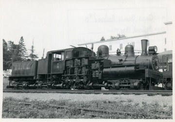 'Cass Scenic Railroad #3, 3-Truck Shay, Builder Lima Loco. Works, Year Sept. 1923 at Cass, W. Va. Builder's No: 3320.  Pacific Coast Shay Type - oil fired.'