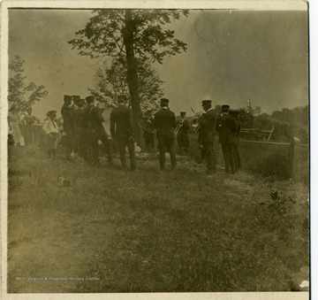 'L. E. Stout lot, funeral service may be L.E. Stout Stone corners are down now, Bridgeport, W. Va. Cemetery.'